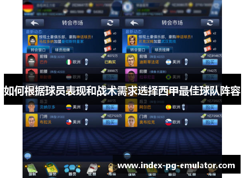如何根据球员表现和战术需求选择西甲最佳球队阵容
